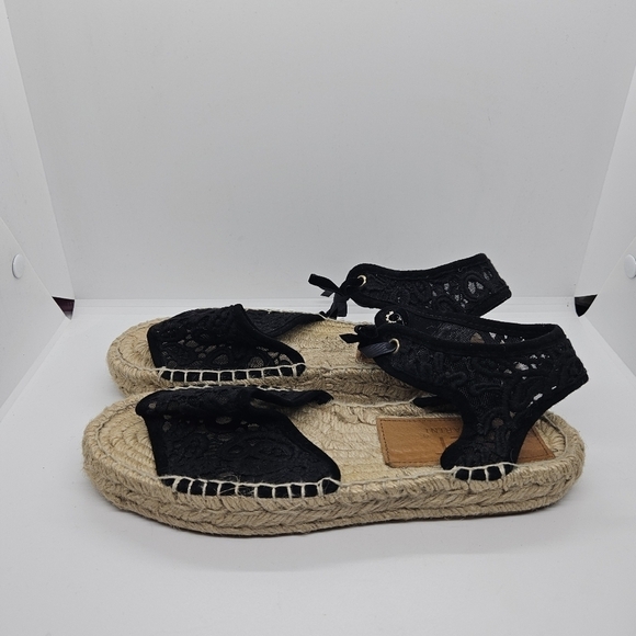 Baltarini BLT black lace open toe espadrille sandals EU 38 US 7 made in Spain - Picture 4 of 13